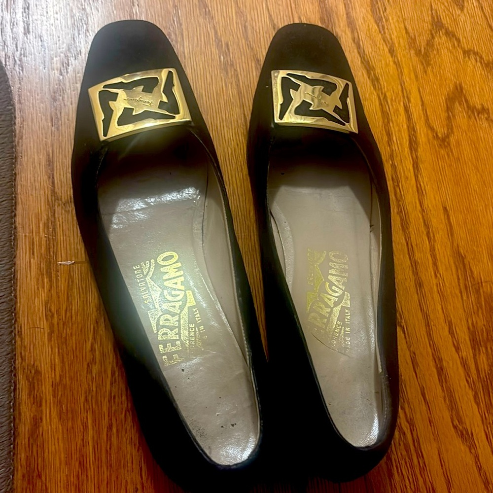 Salvatore Ferragamo black suede heels, size EU36-37 (equal to size 6)